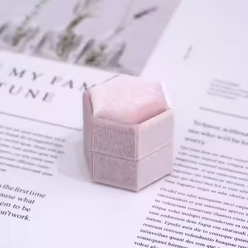 絲絨六角型×適用對戒×絨布盒×粉紅