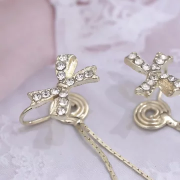金色蝴蝶結晶鑽×U型耳夾.avif