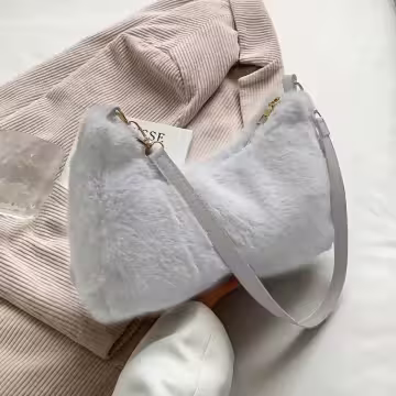 毛絨小單肩×肩背袋×灰色