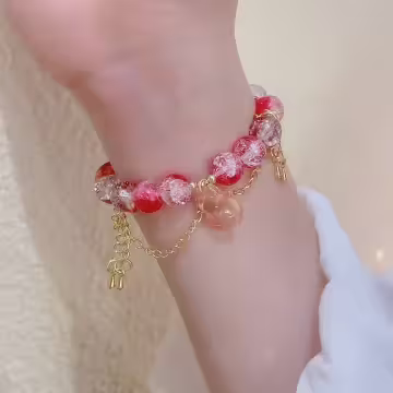 妖媚紅狐琉璃×固定式串珠手鍊