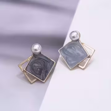 斜方暈藍珍珠&times;耳環