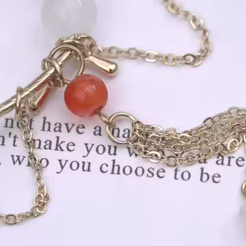 藍白紅相漸流蘇×固定式串珠手鍊