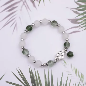 煙染黛綠白晶花朵×固定式串珠手鍊 .avif