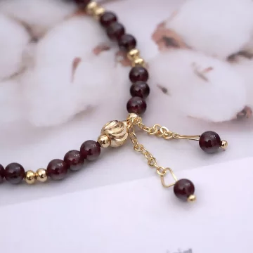 小石榴琉璃流蘇×固定式串珠手鍊 .avif