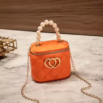 雙心立體水桶包&times;果凍鍊條斜背包&times;橘色