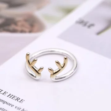 925銀飾×金色小鹿角×開口戒指.avif