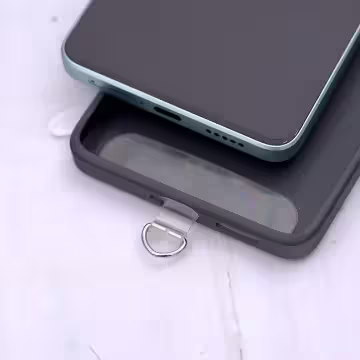 可調節雙環×銀色×銀蔥黑色布滌綸繩×手機斜背雙勾掛繩×銀黑色