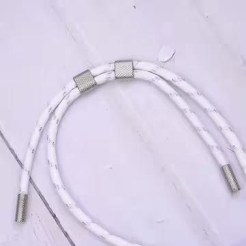 可調節雙環×銀色×銀蔥白色布滌綸繩×手機斜背雙勾掛繩×銀白色