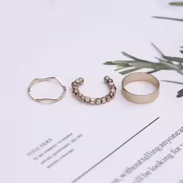 小碎金簡約波浪×六套件戒指組×金色