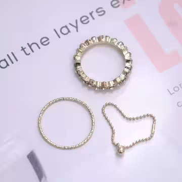 精巧菱鑽小鍊珠×三套件戒指組