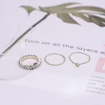 精巧菱鑽小鍊珠×三套件戒指組