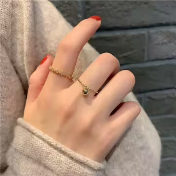 精巧菱鑽小鍊珠×三套件戒指組