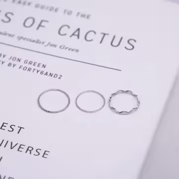 愛心小串珠×五套件戒指組×透白