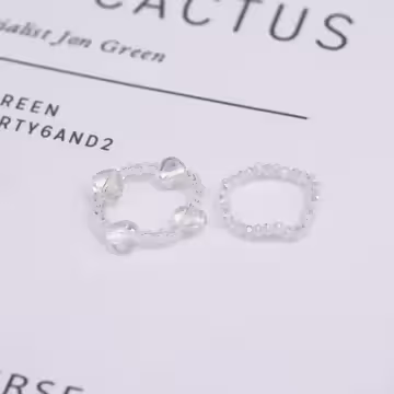 愛心小串珠×五套件戒指組×透白