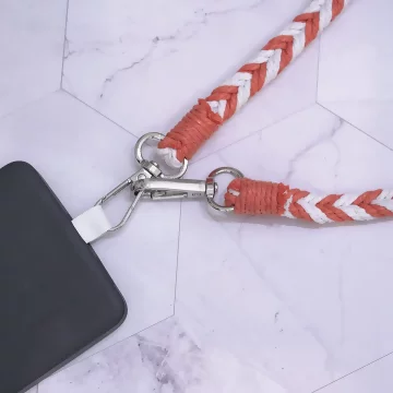 拼色麻花辮子×手機斜背雙勾掛繩×橘色.avif