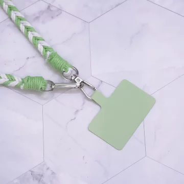 拼色麻花辮子×手機斜背雙勾掛繩×綠色.avif