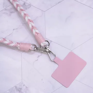 拼色麻花辮子×手機斜背雙勾掛繩×粉紅.avif