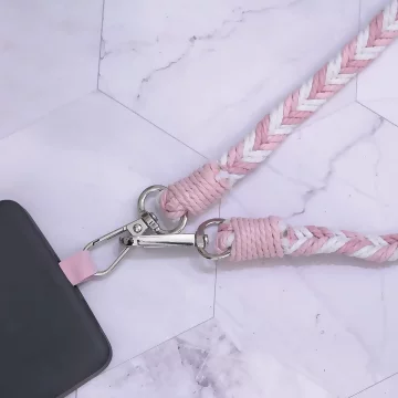 拼色麻花辮子×手機斜背雙勾掛繩×粉紅.avif