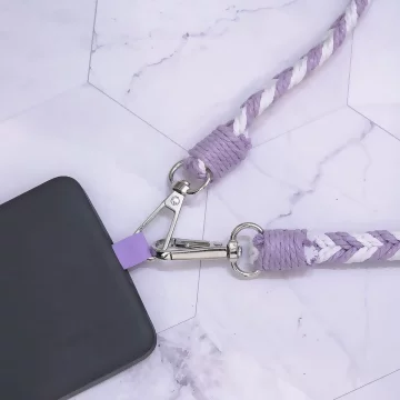 拼色麻花辮子×手機斜背雙勾掛繩×紫色.avif