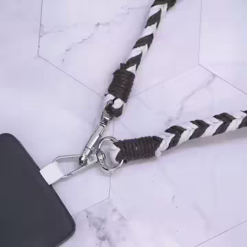 拼色麻花辮子×手機斜背雙勾掛繩×棕咖