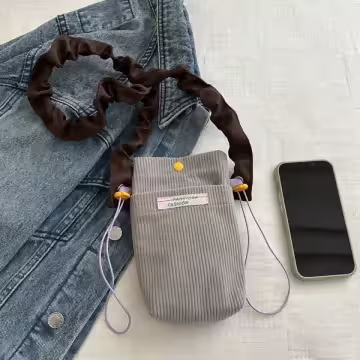 燈芯絨撞色街頭包×斜背包×灰色