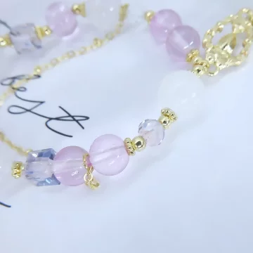晶透粉琉璃紫寶石×固定式串珠手鍊.avif