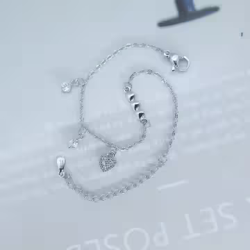 925銀飾&times;愛心鋯石流蘇&times;手鍊