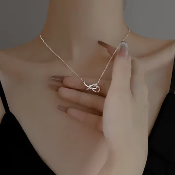 925銀飾×晶鑽雙結繩×鎖骨項鍊 .avif