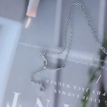 925銀飾×交織晶鑽垂墜水滴×鎖骨項鍊 .avif