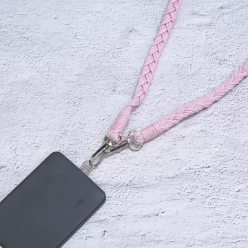 單色結辮編織×手機斜背雙勾掛繩×粉紅.avif