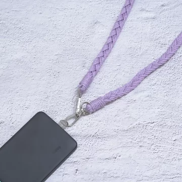 單色結辮編織×手機斜背雙勾掛繩×紫色.avif