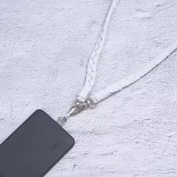 單色結辮編織×手機斜背雙勾掛繩×白色