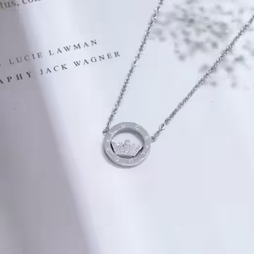 316鋼飾×皇冠之心×鎖骨項鍊×銀色