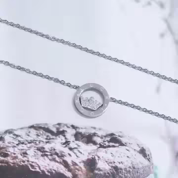 316鋼飾×皇冠之心×鎖骨項鍊×銀色