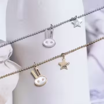 316鋼飾×小白兔星星×鎖骨項鍊×金色