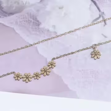 316鋼飾×雛菊花環×鎖骨項鍊×金色