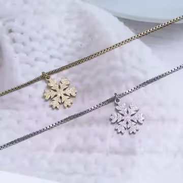 316鋼飾×雪花片×鎖骨項鍊×金色