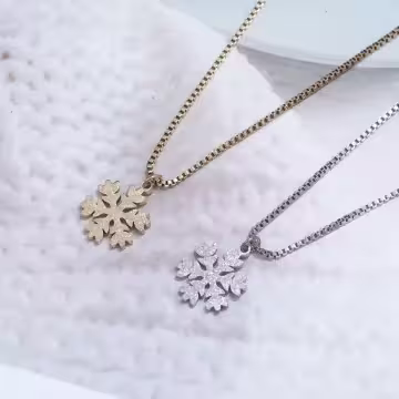 316鋼飾×雪花片×鎖骨項鍊×金色