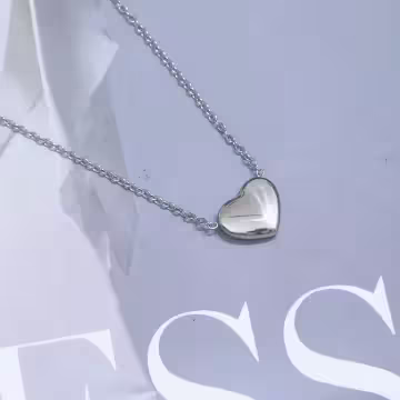 316鋼飾×愛心×鎖骨項鍊×銀色