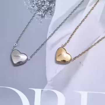 316鋼飾×愛心×鎖骨項鍊×銀色