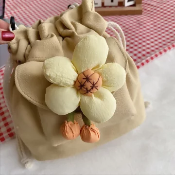 少女花朵帆布水桶包×斜背包×卡其.avif