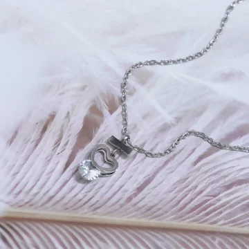 316鋼飾×心型鑽×鎖骨項鍊×銀色.avif