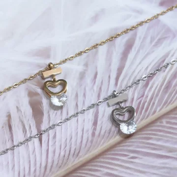 316鋼飾×心型鑽×鎖骨項鍊×銀色.avif