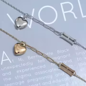 316鋼飾×H愛心×鎖骨項鍊×金色
