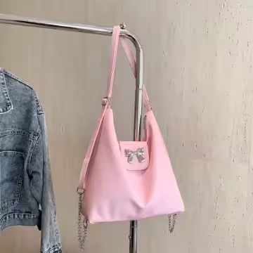 蝴蝶結皮革變形包×斜背包×粉色