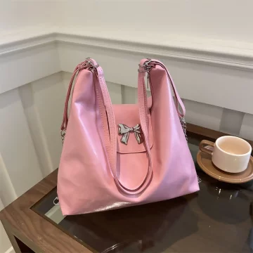 蝴蝶結皮革變形包×斜背包×粉色.avif