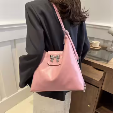 蝴蝶結皮革變形包×斜背包×粉色