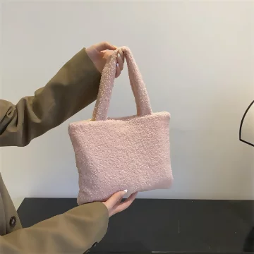 莫蘭迪絨毛小手提×手提袋×粉色.avif