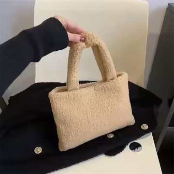 莫蘭迪絨毛小手提×手提袋×咖啡