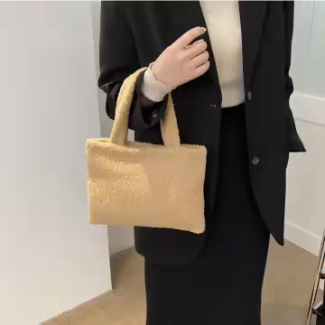 莫蘭迪絨毛小手提×手提袋×咖啡